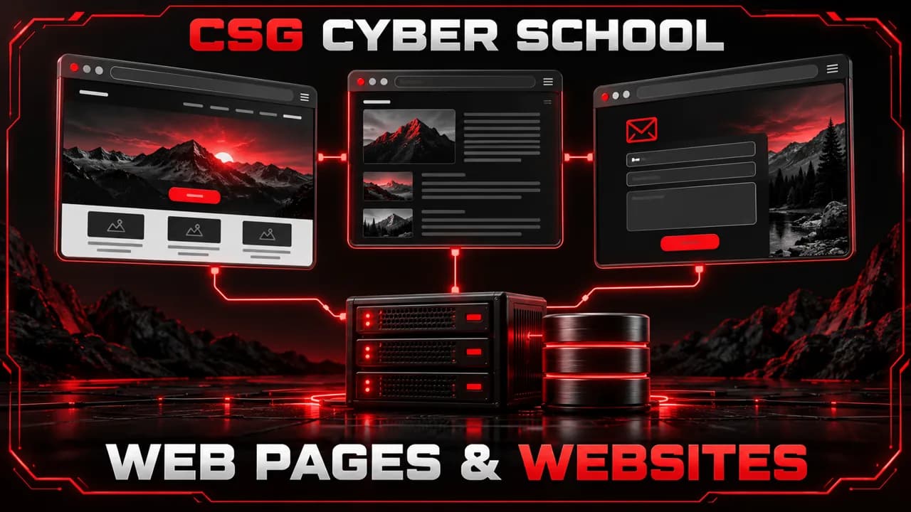 Connected web pages associated with a website, server and database