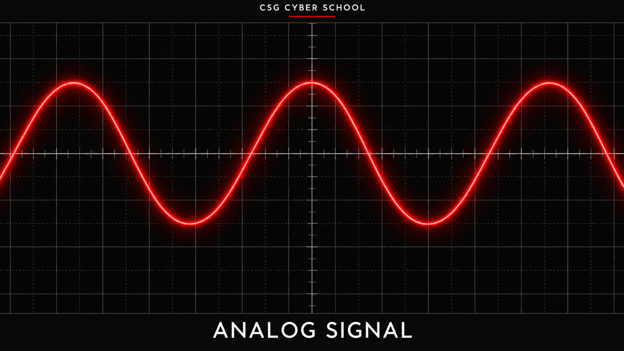 Continuous smooth analog signal waveform showing changing physical quantities, CSG Cyber School computer fundamentals