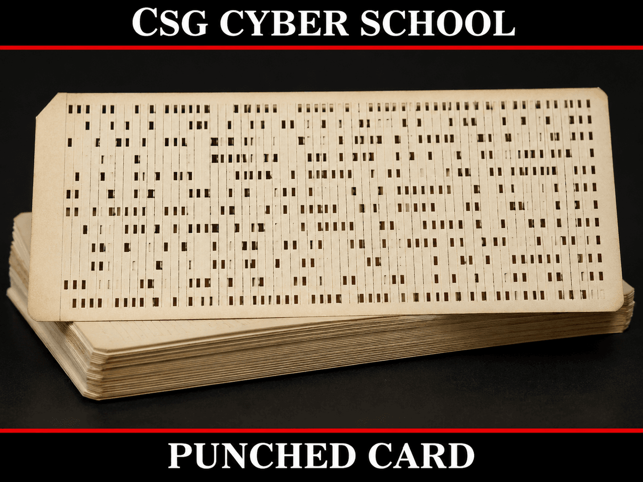 Early punched cards used for computer input and output, featured in CSG Cyber School's computer fundamentals lesson