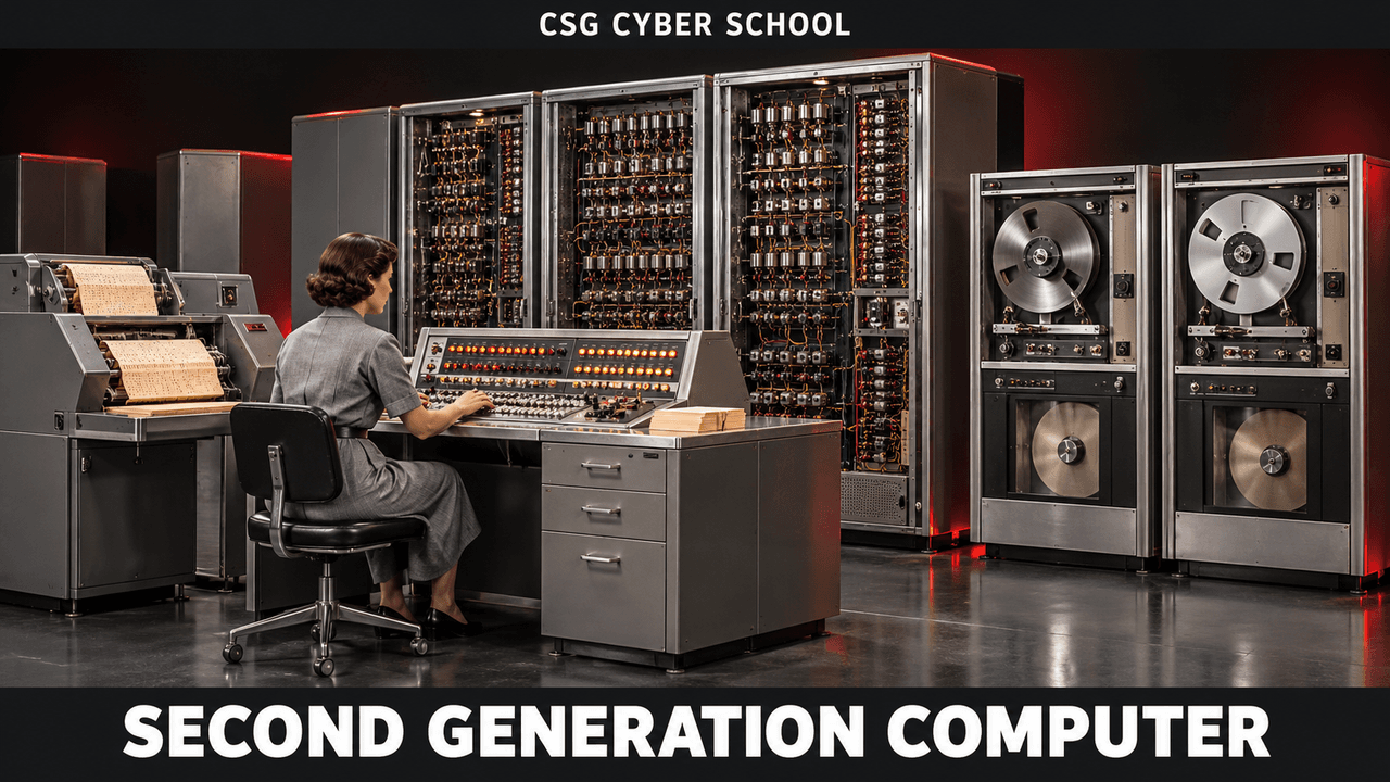 Second-generation transistor computer from the 1950s and 1960s, CSG Cyber School history of computers