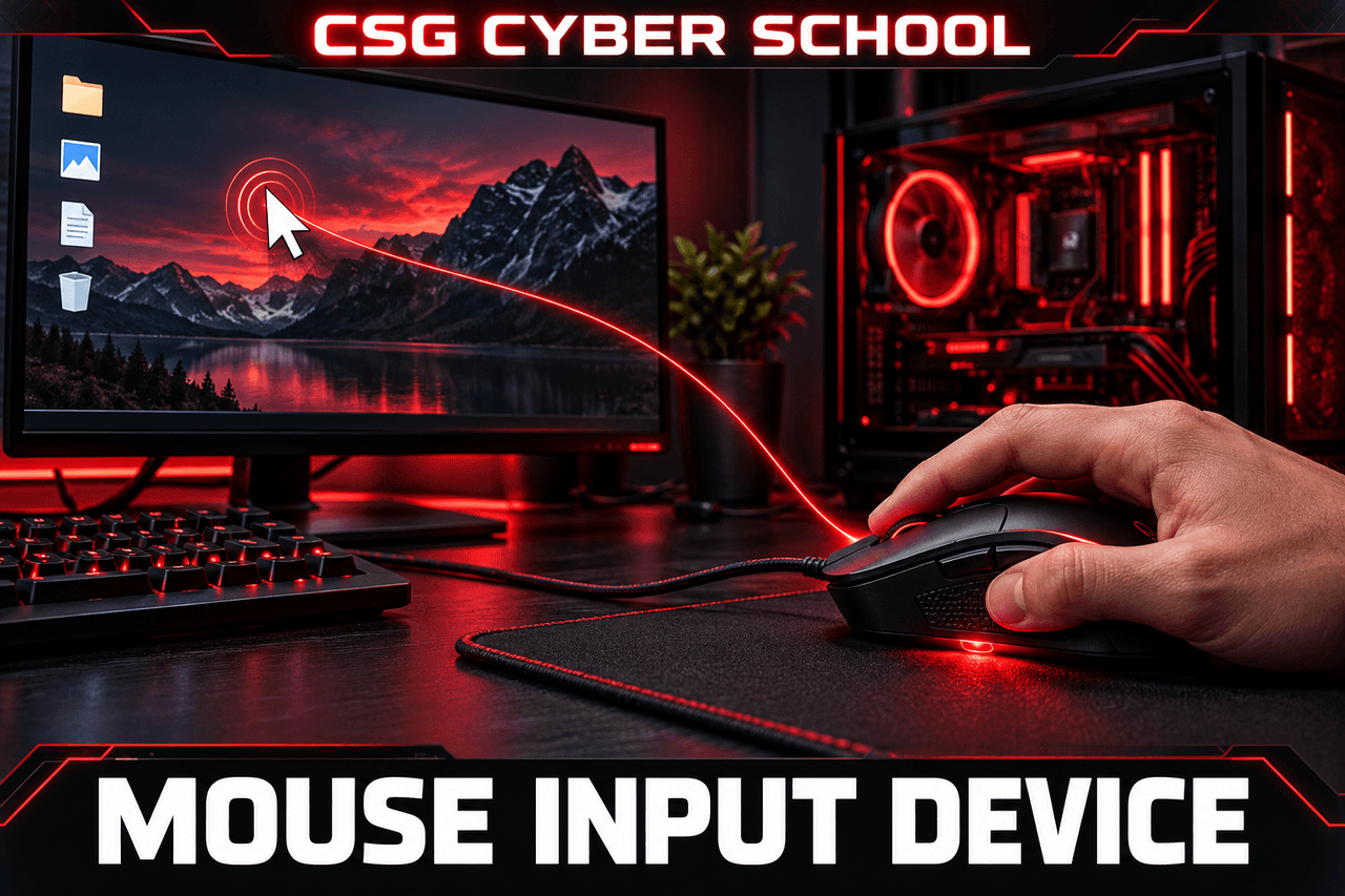 Computer mouse input device controlling the screen cursor, CSG Cyber School