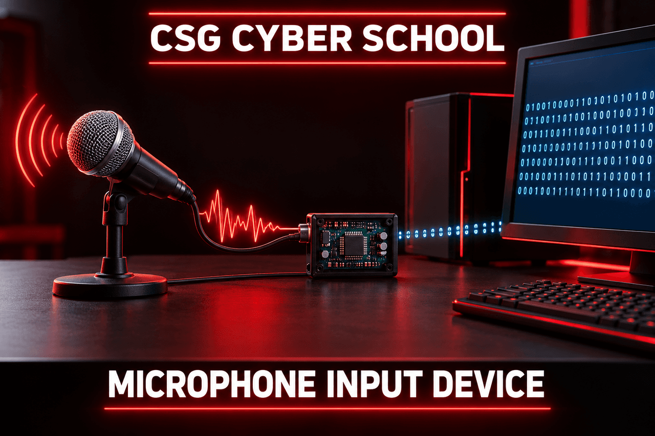 Microphone voice input converted from analog sound into digital binary data using an ADC, CSG Cyber School